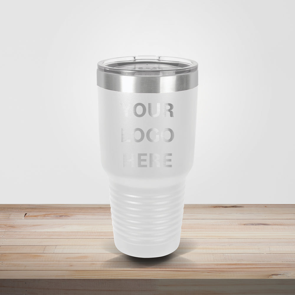 White Polar Camel 30oz tumbler personalized for wedding favors, bridal party gifts, and custom engraved drinkware