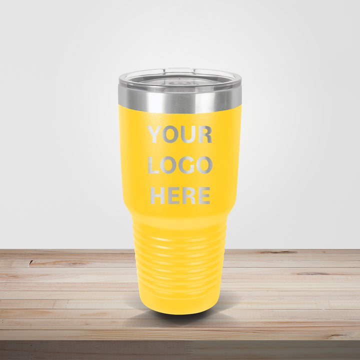Yellow Polar Camel 30oz tumbler customized for team spirit, school branding, and marketing giveaways