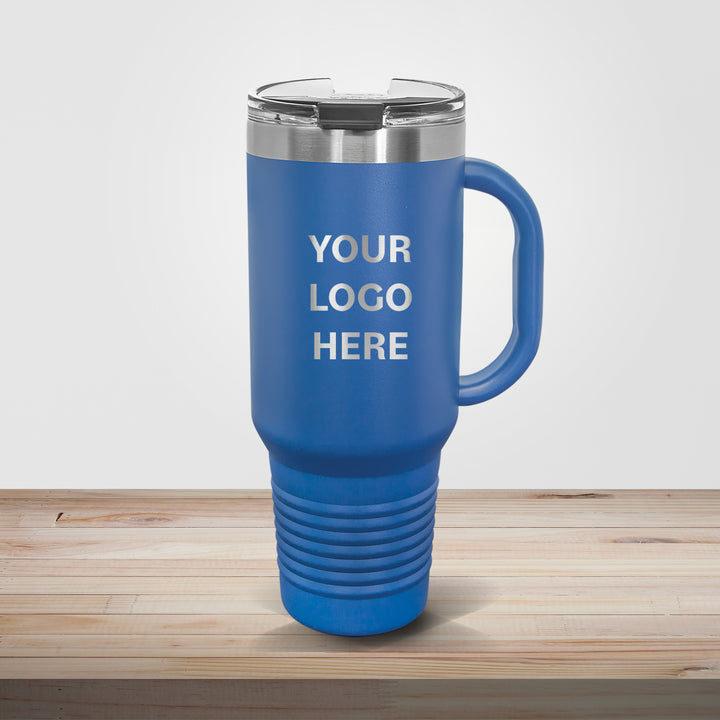 Blue Polar Camel 40oz travel mug customized for sports teams, coaches gifts, and athletic branding
