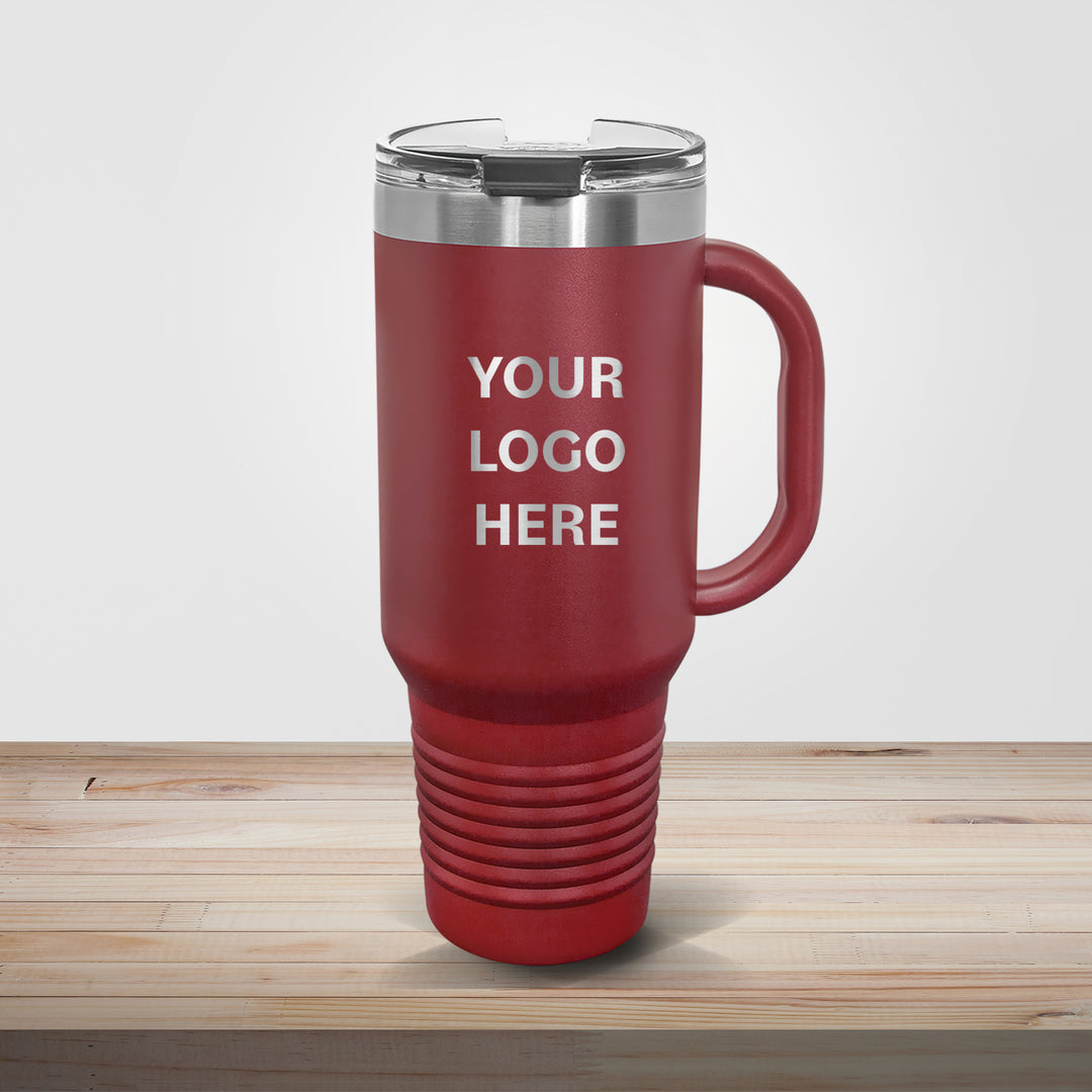 Maroon Polar Camel 40oz travel mug engraved for sports programs, graduation gifts, and custom logo drinkware