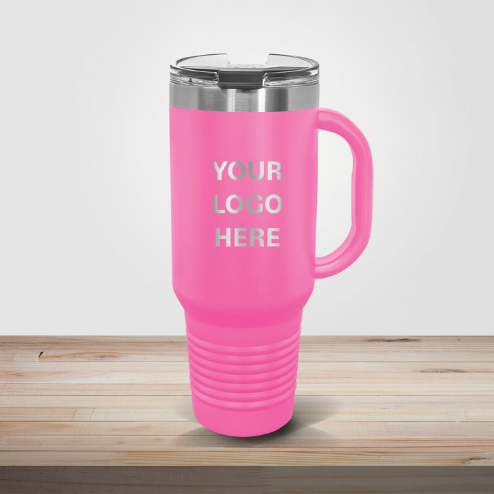 Pink Polar Camel 40oz travel mug personalized for bridal showers, wedding gifts, and boutique branding