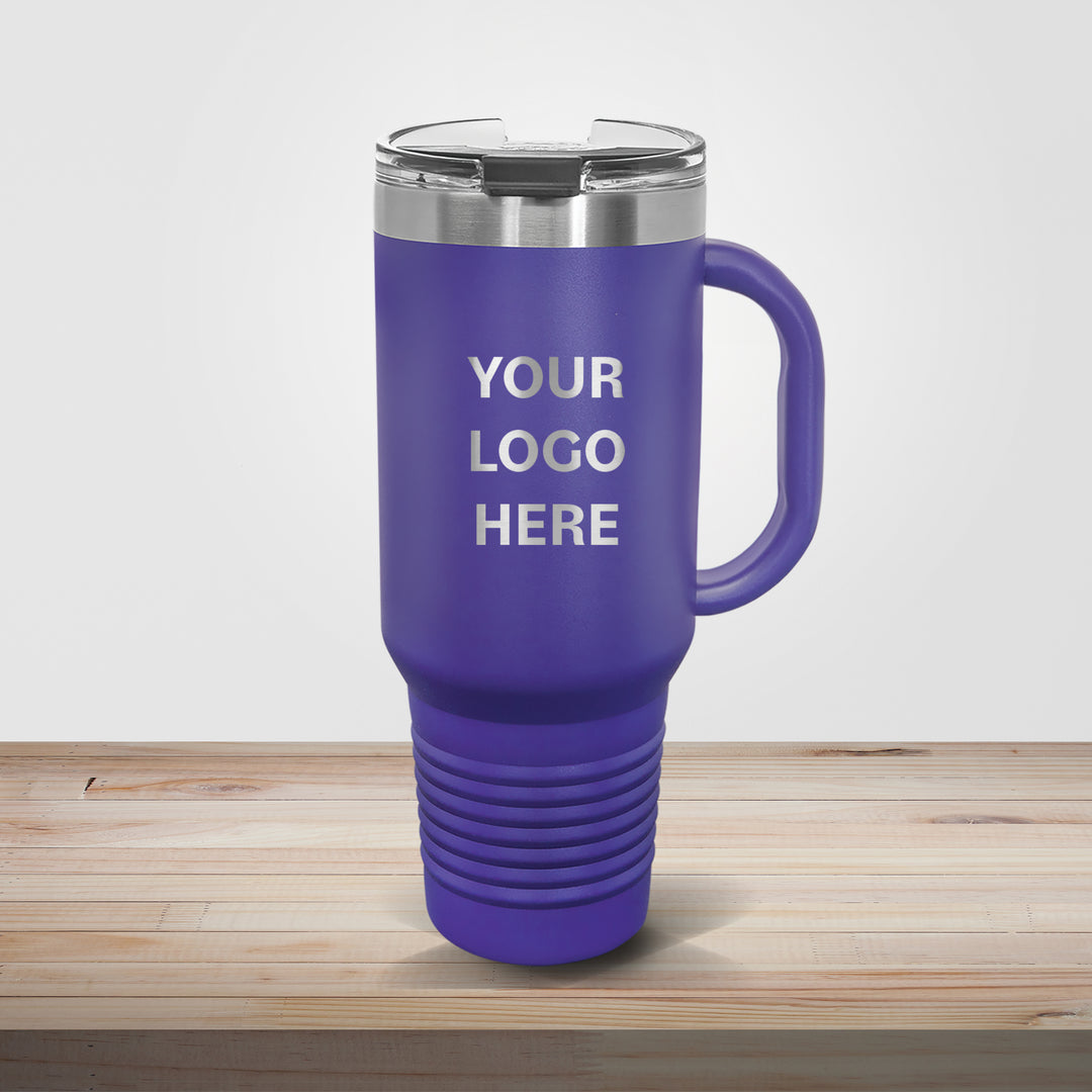 Purple Polar Camel 40oz travel mug personalized for bridal parties, bridesmaid gifts, and custom wedding drinkware