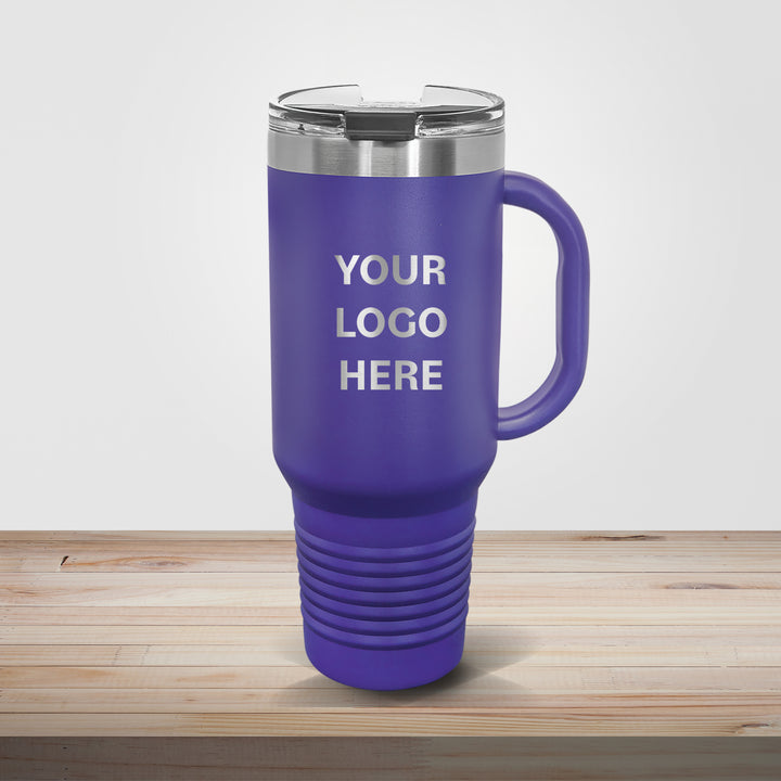 Purple Polar Camel 40oz travel mug personalized for bridal parties, bridesmaid gifts, and custom wedding drinkware