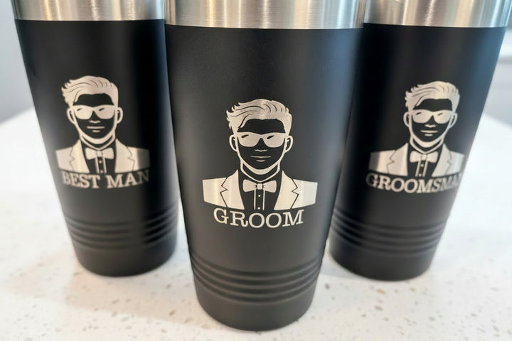 Laser engraved Polar Camel tumblers for groom best man and groomsman personalized wedding party gift drinkware