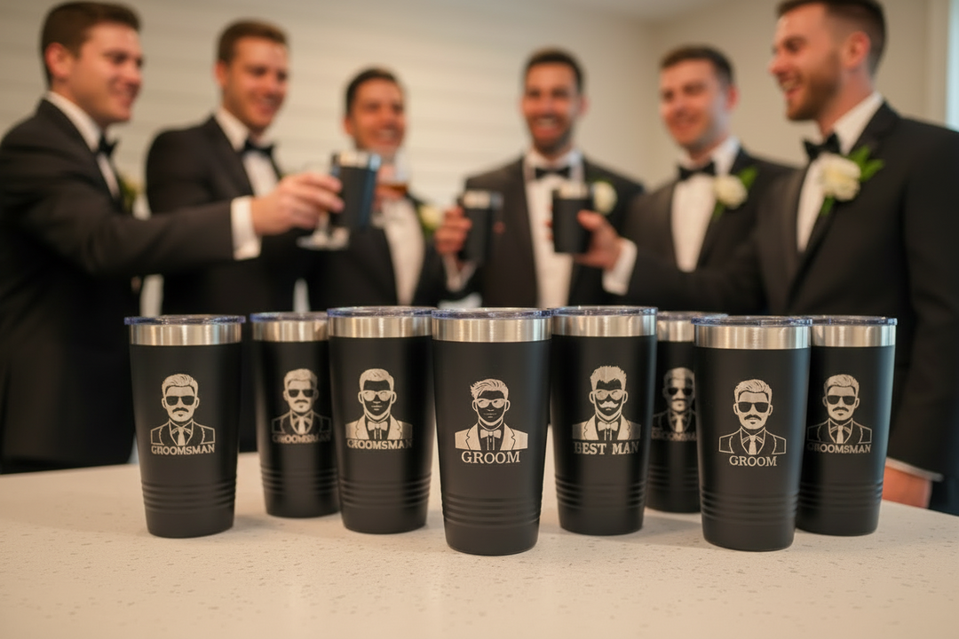 Laser engraved Polar Camel tumblers for groom best man and groomsmen personalized wedding party gift drinkware