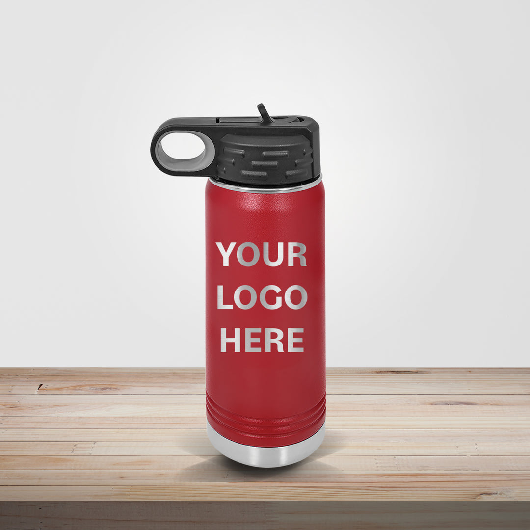 Maroon Polar Camel insulated stainless steel water bottle engraved for sports programs, graduation gifts, and custom logo branding, available in 20oz, 32oz, and 40oz