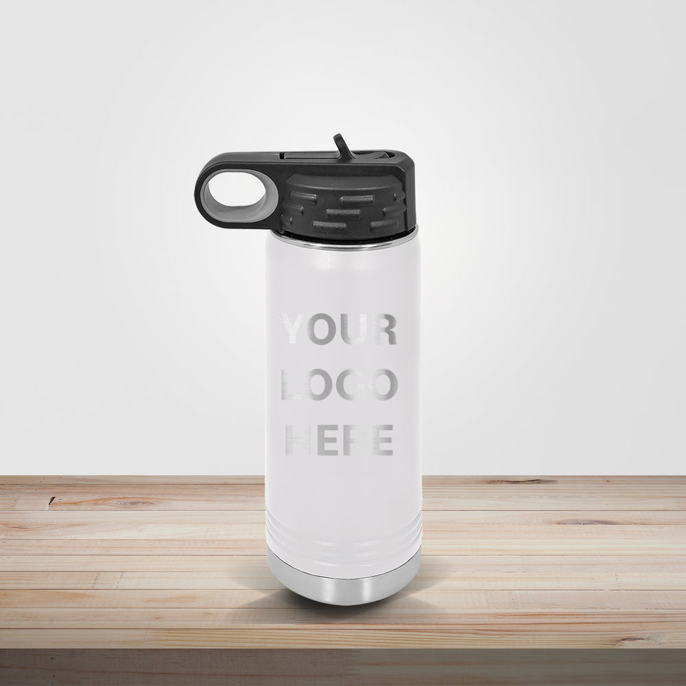 White Polar Camel insulated stainless steel water bottle personalized for wedding favors, bridal party gifts, and groom gifts, available in 20oz, 32oz, and 40oz