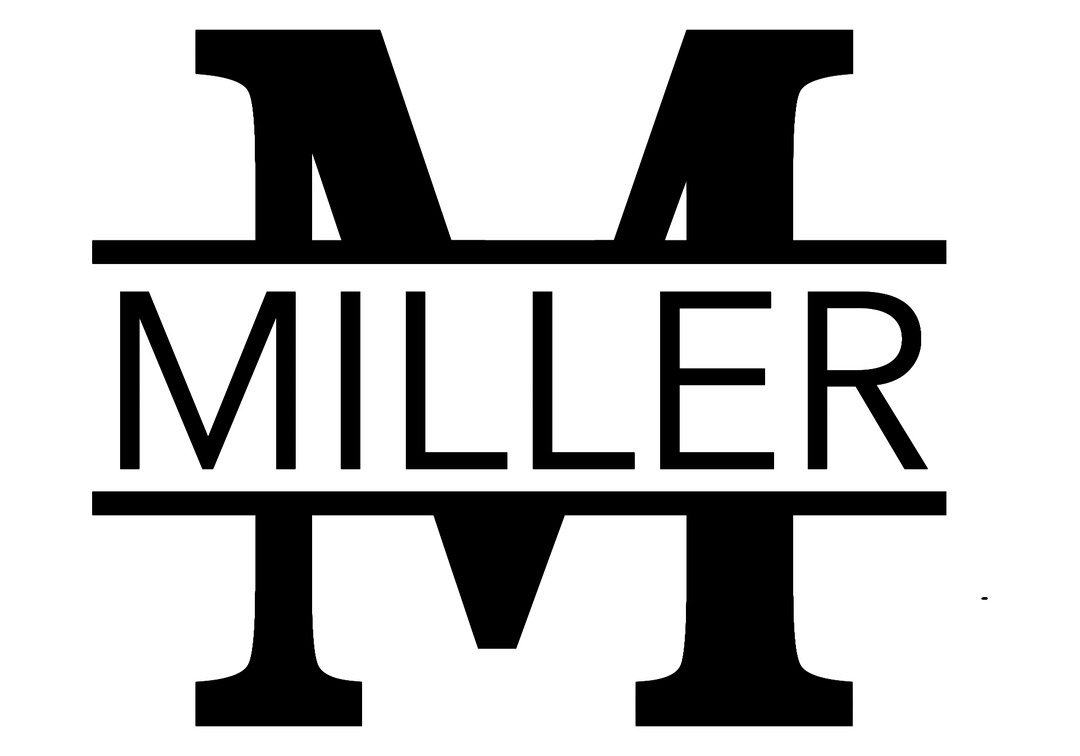 split letter monogram design with initial and name for personalized engraving on gifts, cutting boards, tumblers, and custom products